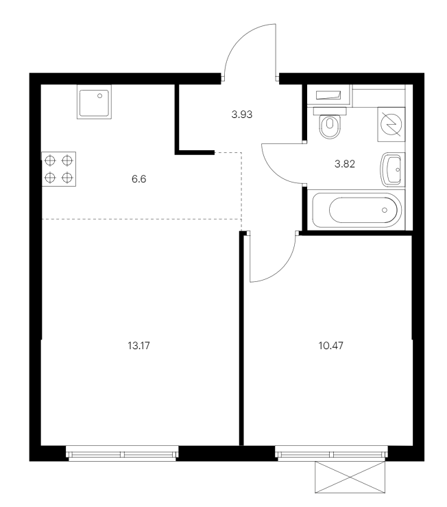 1-комнатная квартира 37.99 м², 6/12 эт., ЖК «Таллинский парк»